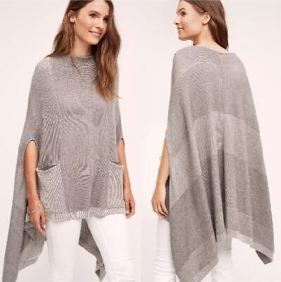 Anthropologie Moth Madison Park Ribbed Poncho M/L - Picture 9 of 10